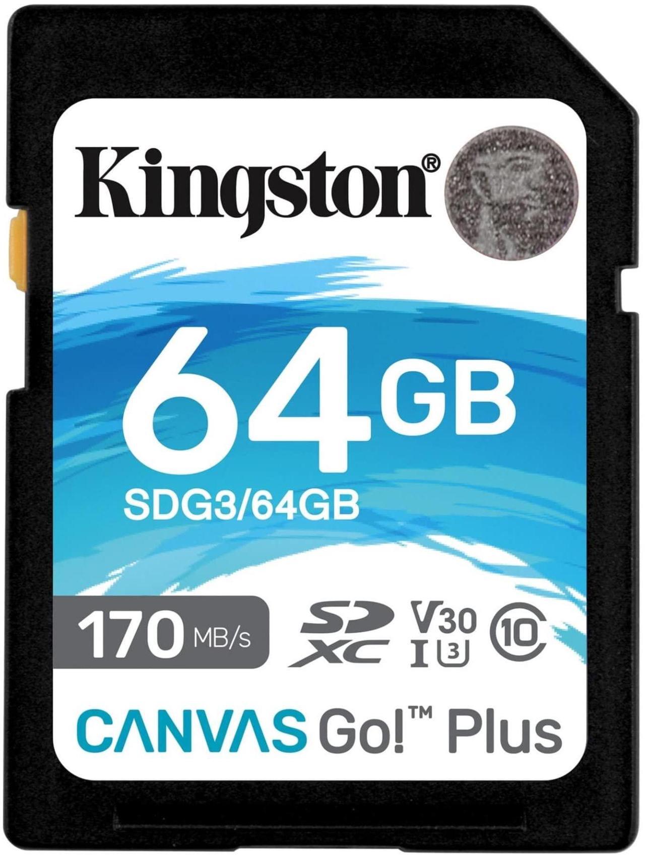 Alt view image 2 of 5 - Kingston 64GB SDXC Canvas Go Plus 170MB/s Read Memory Card (SDG3/64GB, 4-Pack) Bundle with High Speed USB Card Reader (5 Items)