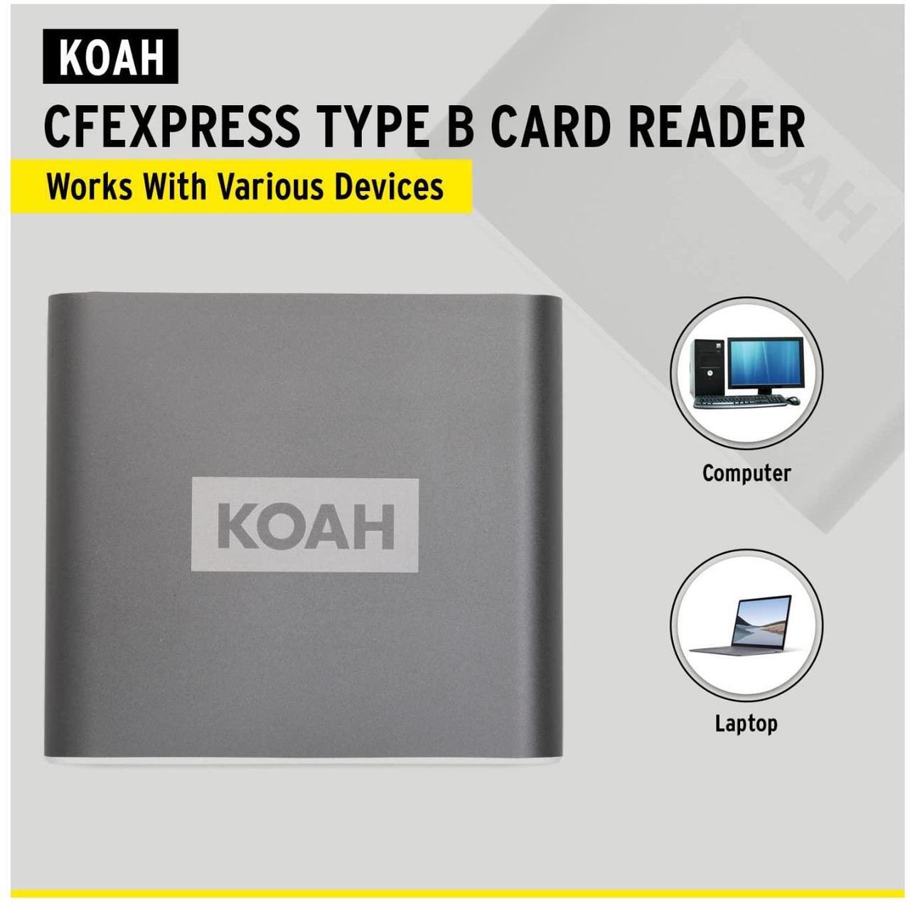 Alt view image 6 of 7 - Koah Pro USB 3.2 Type-C Connector 10Gbps CFexpress Type B Card Reader with 2 Cables