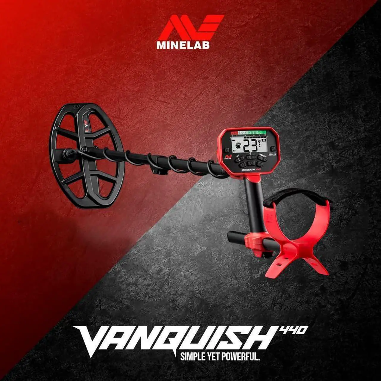 Alt view image 2 of 7 - Minelab Vanquish 440 All-Terrain, Powerful, Accurate, and Lightweight Metal Detector Bundle with Minelab 3226-0002 Pro-Find 15 Pinpointer Metal Detector with Splashproof Design (Gold) (2 Items)