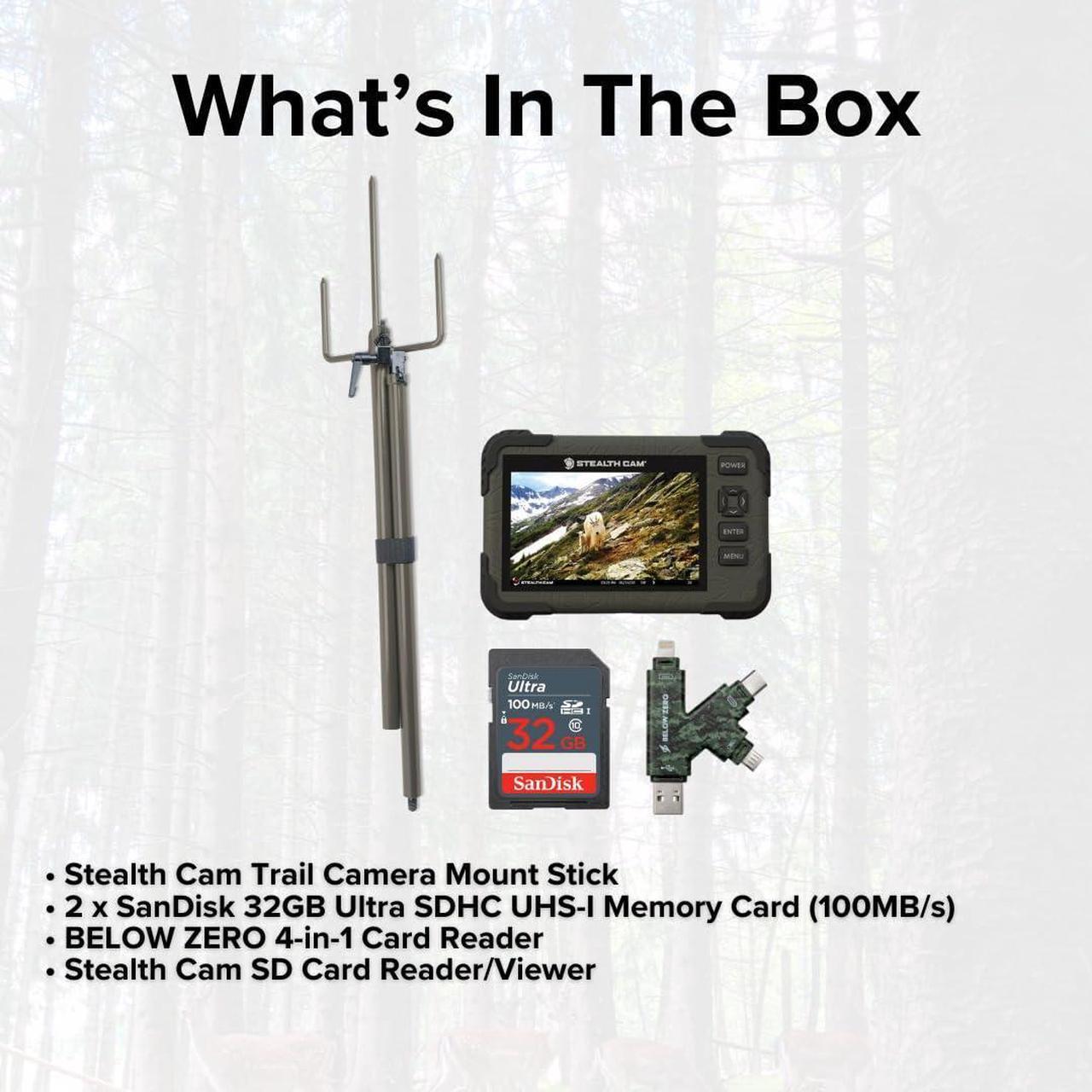 Alt view image 6 of 6 - Stealth Cam SD Card Reader and Viewer with 4.3-Inch LCD Touchscreen and Touch Detection Bundle with Stealth Cam Trail Camera Mount Stick, 32GB Memory Card (2-Pack), and Reader and Writer (5 Items)