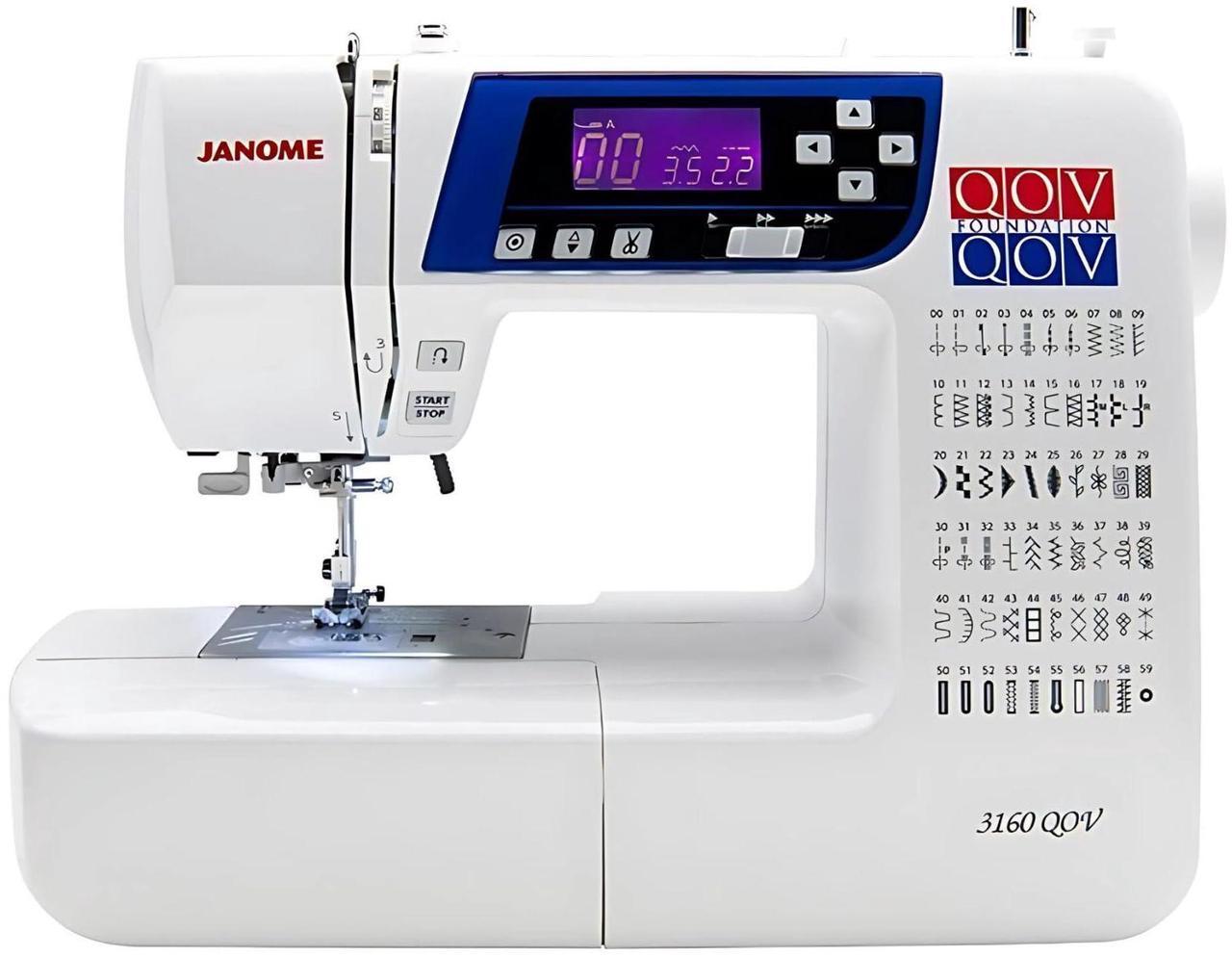 Main image of Janome 3160QOV Quilts of Valor Full-Size Quilting Sewing Machine (White) Bundle with Plastic Bobbins and Point Needles