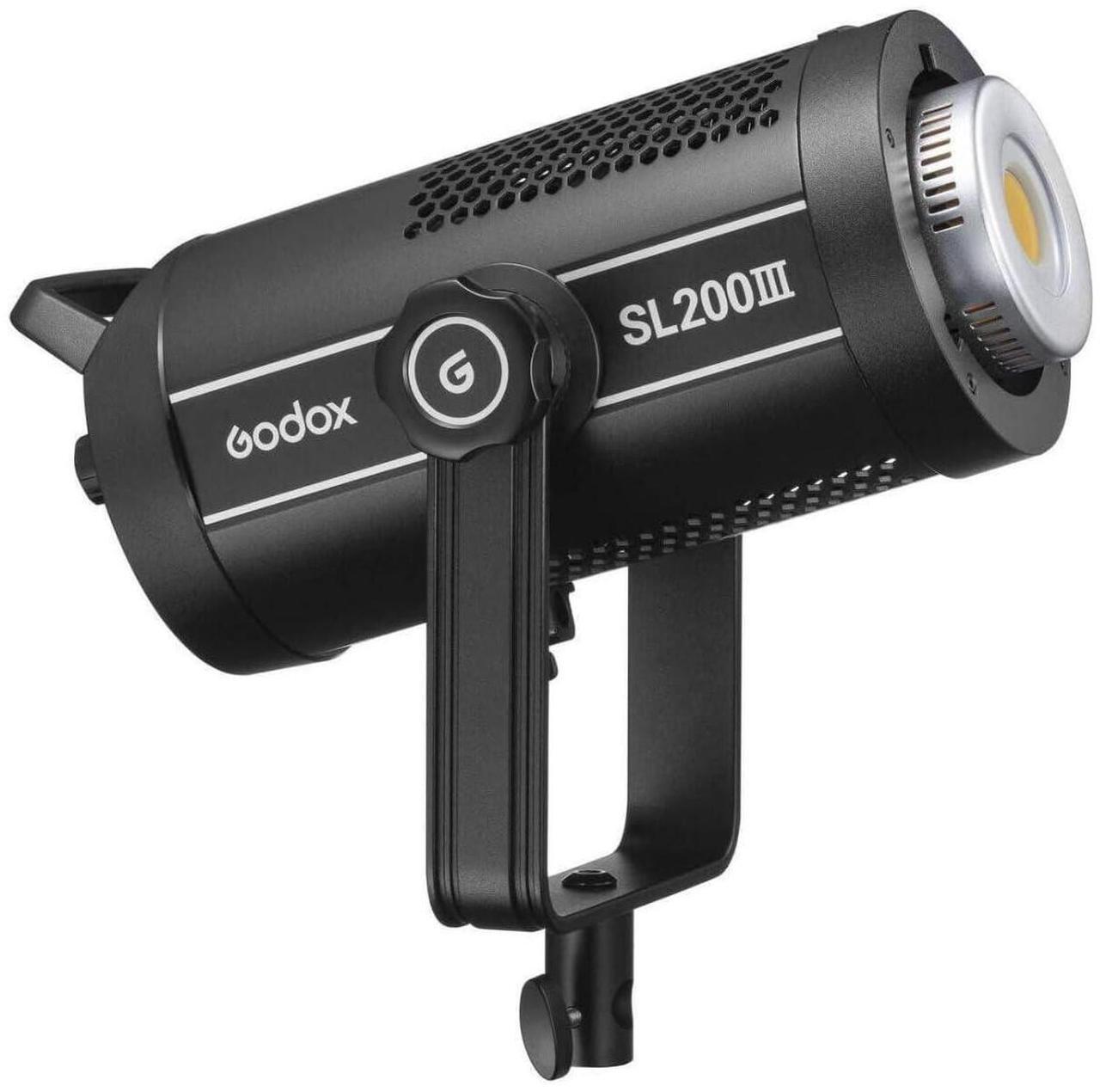Alt view image 2 of 7 - Godox SL200III 215W 5600K Daylight LED Video Light with 95600 Lux Output and Rotatable U-Shaped Yoke for Live Streaming and Broadcasting (Black)