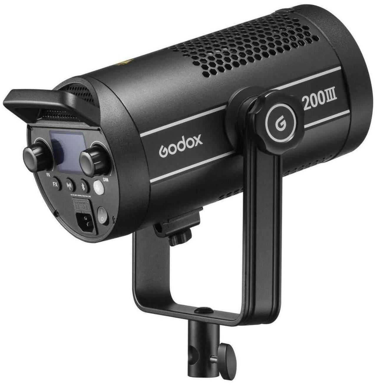 Alt view image 3 of 7 - Godox SL200III 215W 5600K Daylight LED Video Light with 95600 Lux Output and Rotatable U-Shaped Yoke for Live Streaming and Broadcasting (Black)