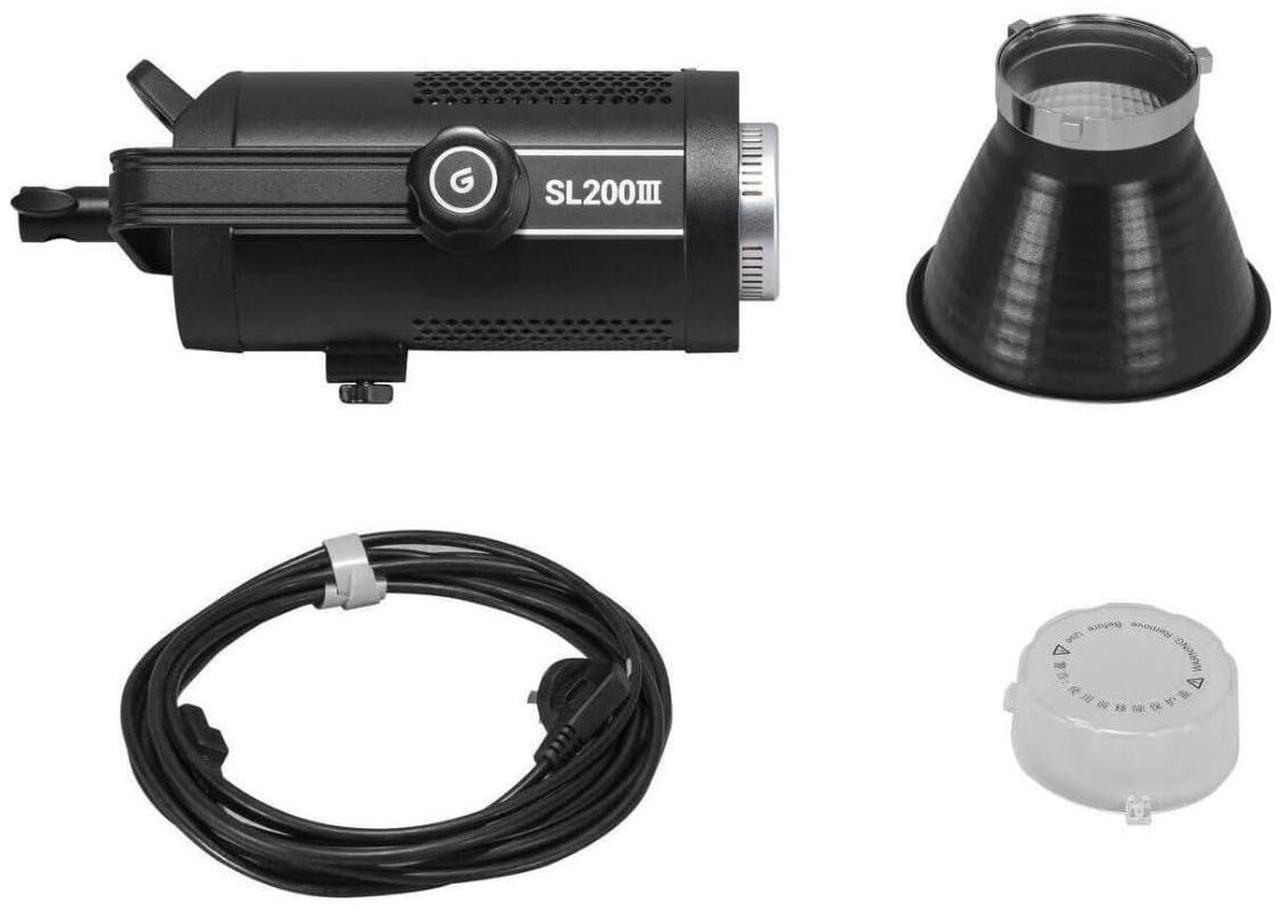 Alt view image 6 of 7 - Godox SL200III 215W 5600K Daylight LED Video Light with 95600 Lux Output and Rotatable U-Shaped Yoke for Live Streaming and Broadcasting (Black)