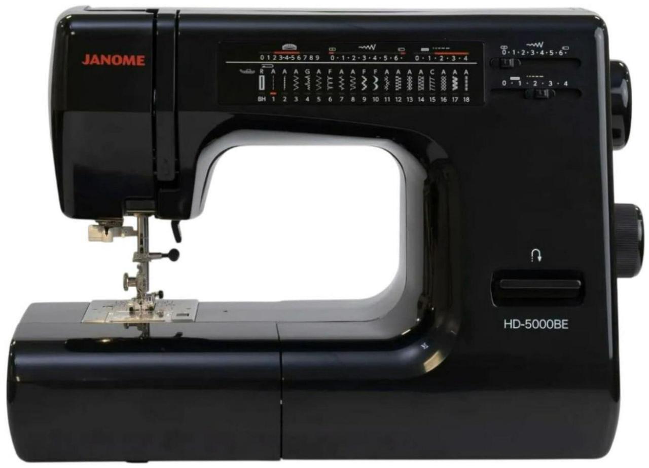 Main image of Janome HD-5000 Black Edition Heavy-Duty Sewing Machine with Aluminum Body, 18 Stitches, Free Arm, and Built-In Needle Threader