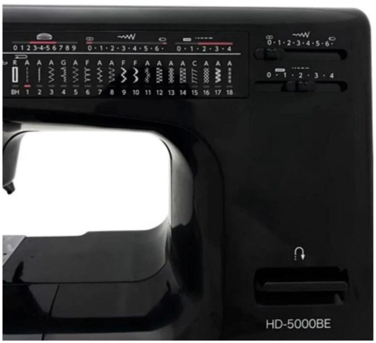 Alt view image 4 of 7 - Janome HD-5000 Black Edition Heavy-Duty Sewing Machine with Aluminum Body, 18 Stitches, Free Arm, and Built-In Needle Threader
