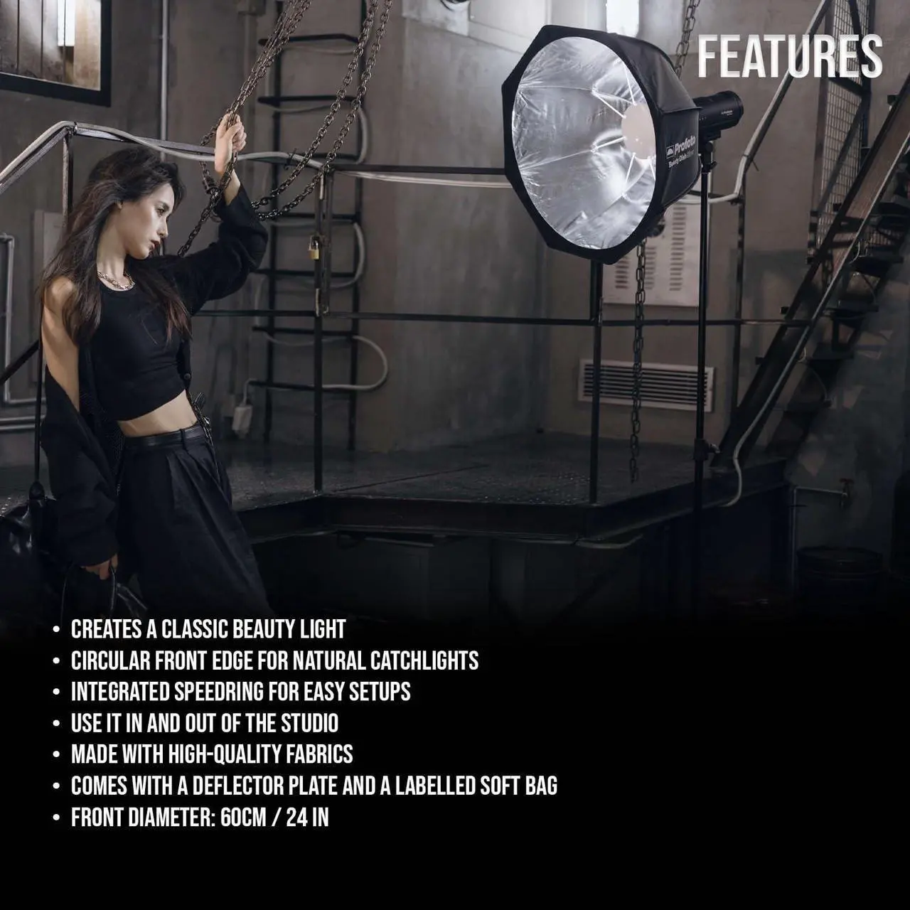 Alt view image 3 of 7 - Profoto Beauty Dish for Portraits and Fashion with Speedring and Circular Front Edge (Gray) Bundle with Profoto Deflector Plate for Profoto Beauty Dish (2 Items)