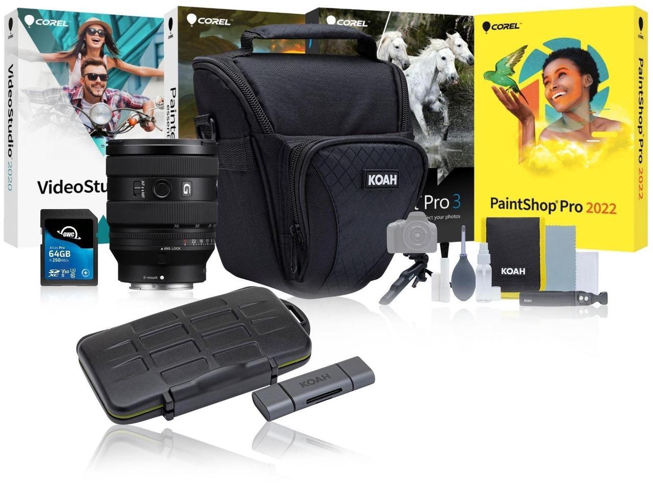 Main image of Sony FE 20-70mm F4 G Compact Zoom Lens - Professional Photography Gear with Fast Autofocus - Full-frame E-mount Bundle with 64GB Memory Card, Editing Software, Camera Case, and Accessories (5 Items)