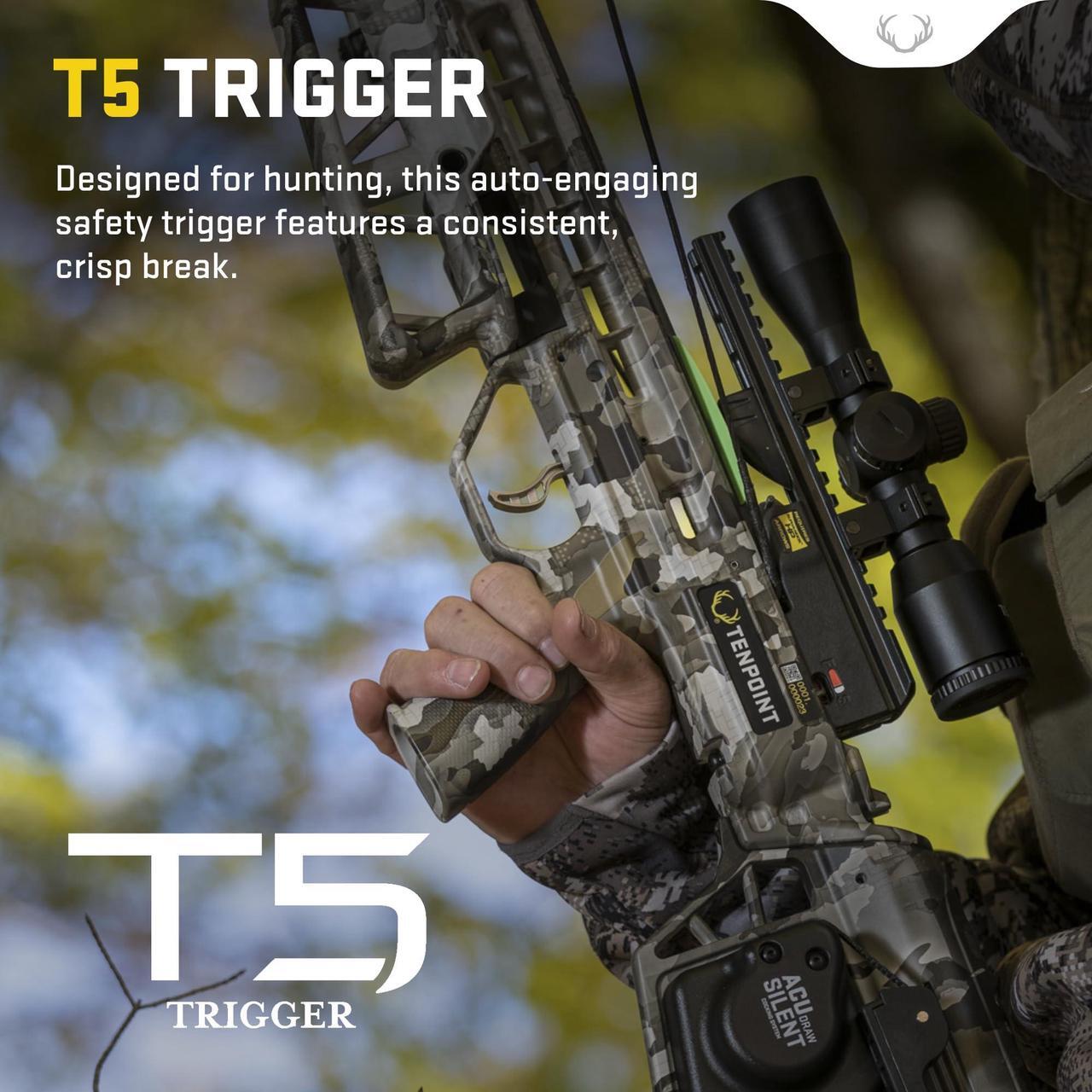 Alt view image 7 of 7 - TenPoint Titan 400 Compact Profile Crossbow with T5 Trigger, Bow Hook, ACUdraw Silent, and Pro-View 400 Scope for Down-Range Accuracy (Vektra)