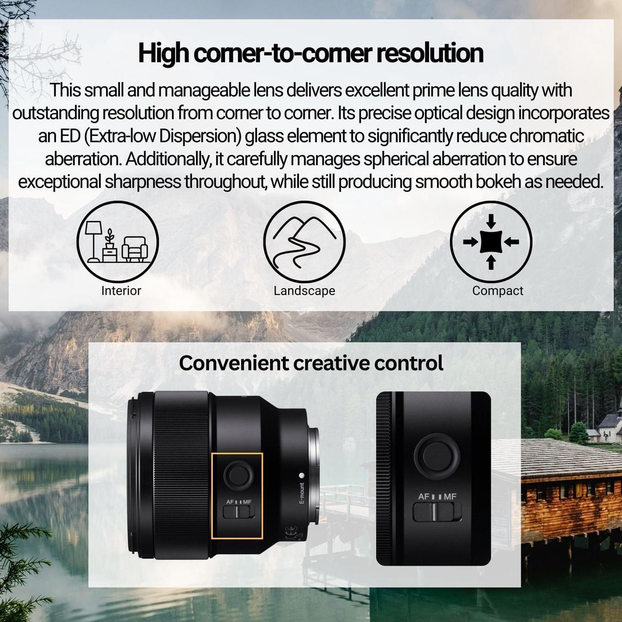 Alt view image 2 of 7 - Sony FE 85mm f/1.8 Prime E-Mount Lens for Crystal Clear Portraits - Fast Autofocus Bundle with Editing Software, 64GB Memory Card, Lens Mug, Memory Card Storage and Card Reader (5 Items)