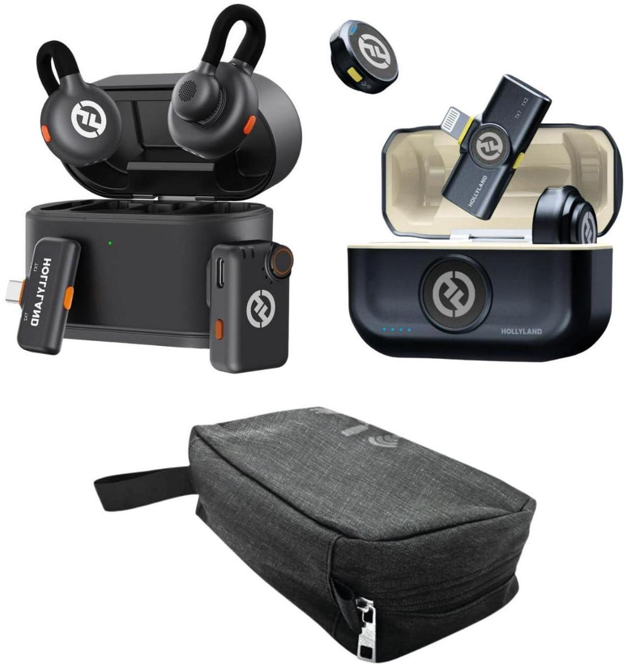 Main image of Hollyland Lark M2 Duo and M2S Mini Combo (Space Gray) Wireless Microphone Bundle with Maxell Folding Travel Case (3 Items)