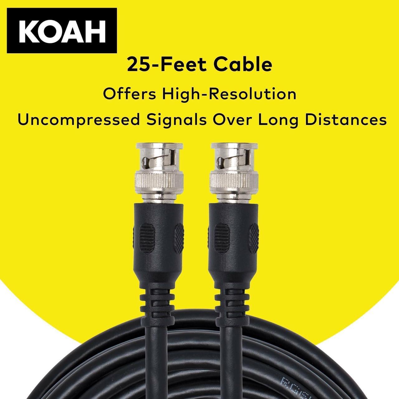 Alt view image 3 of 7 - Koah Pro 3G-SDI BNC Male to BNC Male Video Cable BNC - BNC Cable 25 Feet Coaxial Cable with BNC Connectors SD-SDI, 3G-SDI, and HD-SDI Cable OFC Braided 18 AWG RG-6 Coaxial Cable with FPE Insulation