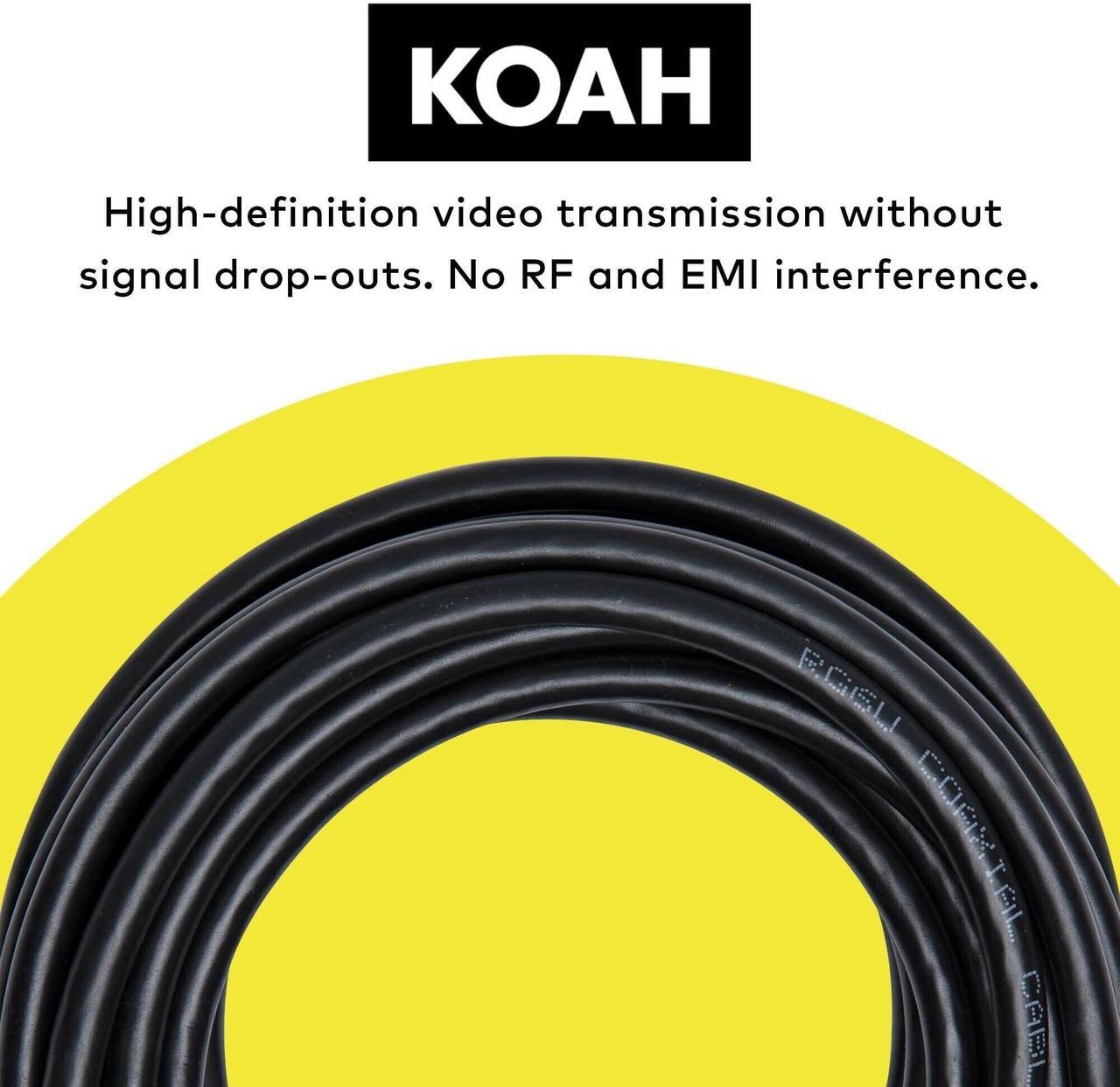 Alt view image 4 of 7 - Koah Pro 3G-SDI BNC Male to BNC Male Video Cable BNC - BNC Cable 25 Feet Coaxial Cable with BNC Connectors SD-SDI, 3G-SDI, and HD-SDI Cable OFC Braided 18 AWG RG-6 Coaxial Cable with FPE Insulation