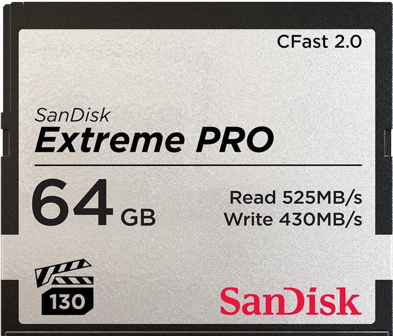 SanDisk - SDCFSP-064G-A46D - SanDisk Extreme Pro 64 GB CFast Card - 525 MB/s Read - 430 MB/s Write - Lifetime Warranty