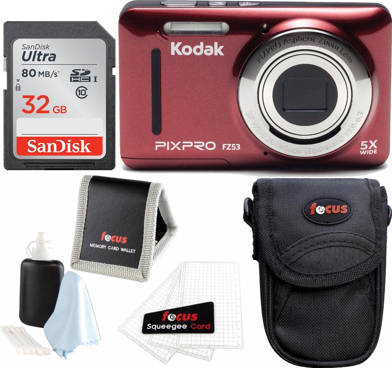 Main image of Kodak PIXPRO Friendly Zoom FZ53 (Red) w/ 32GB SD Card & Case Bundle