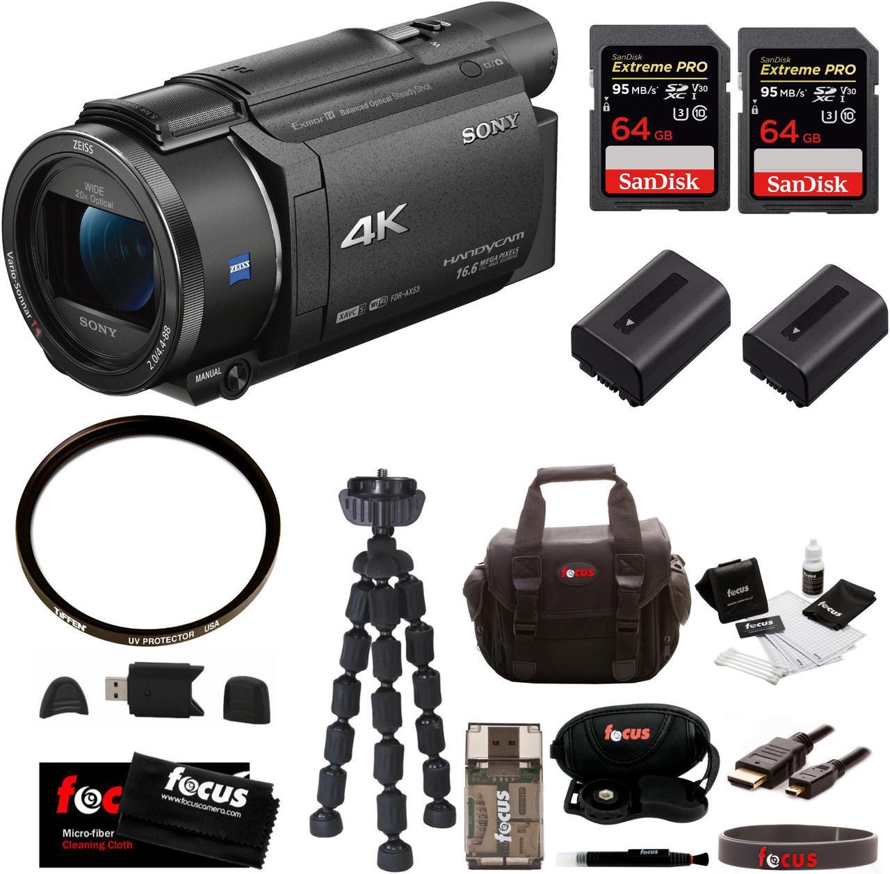 Main image of Sony FDR-AX53 UHD 4K Handycam Camcorder with 55mm Filter and Accessory Bundle