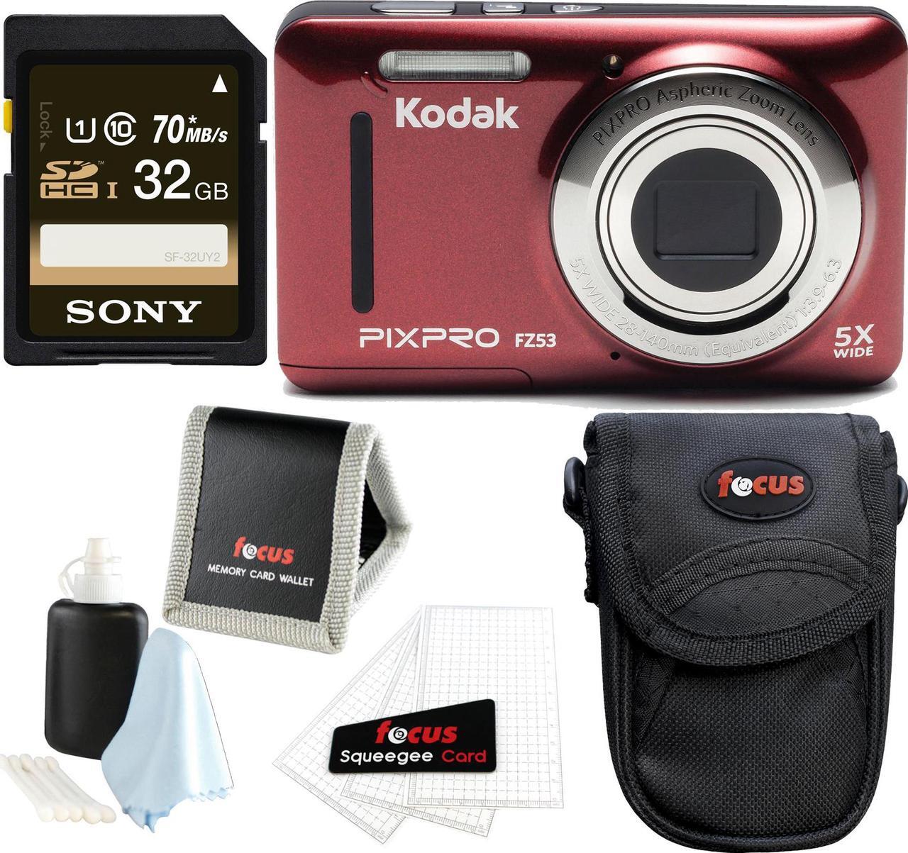 Alt view image 2 of 8 - Kodak PIXPRO Friendly Zoom FZ53 (Red) w/ 32GB SD Card & Case Bundle