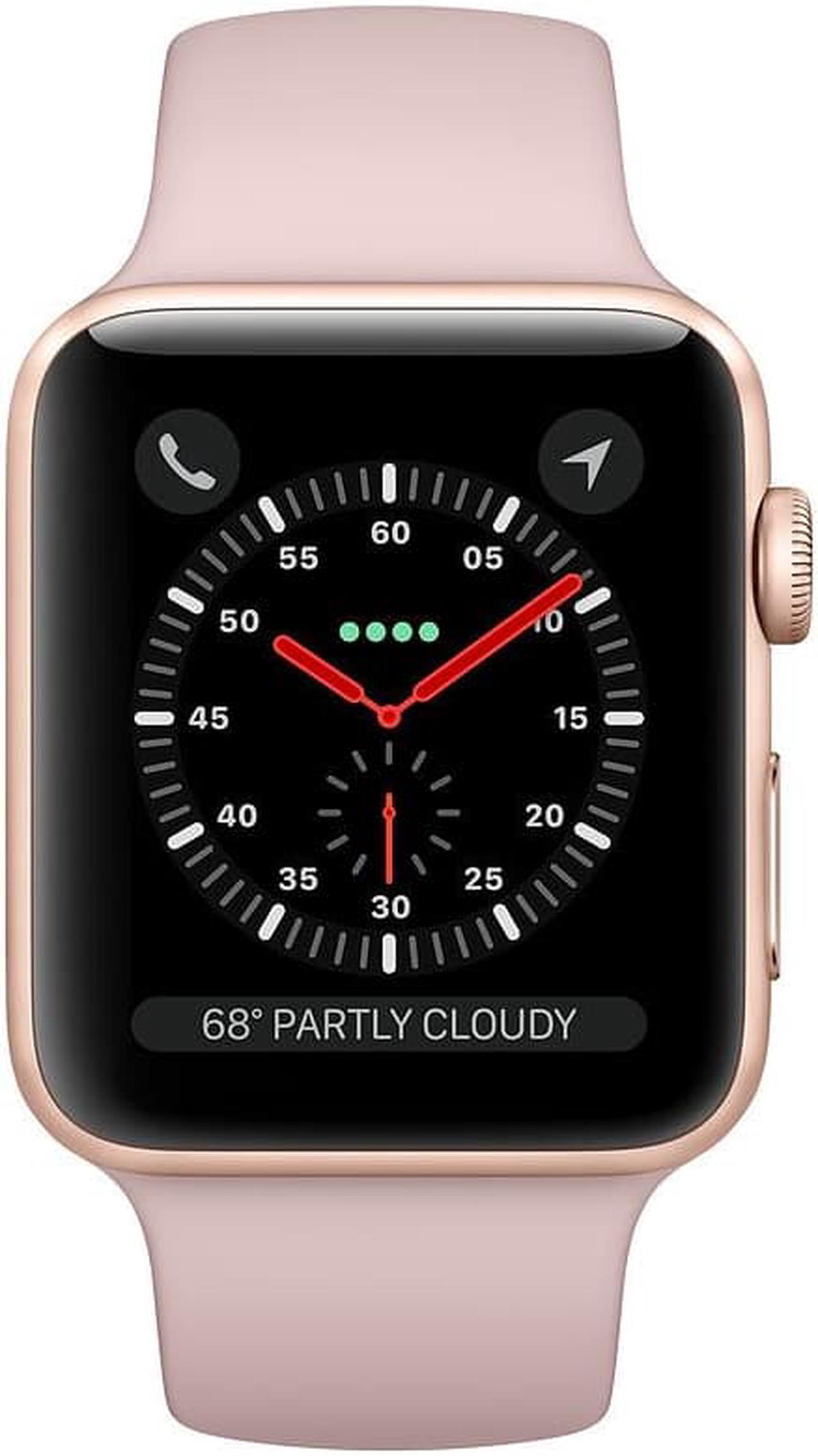 Alt view image 2 of 11 - Apple Watch Series 3 GPS, 38mm MQKW2LL/A Gold Aluminum Case with Pink Sand Sport Band