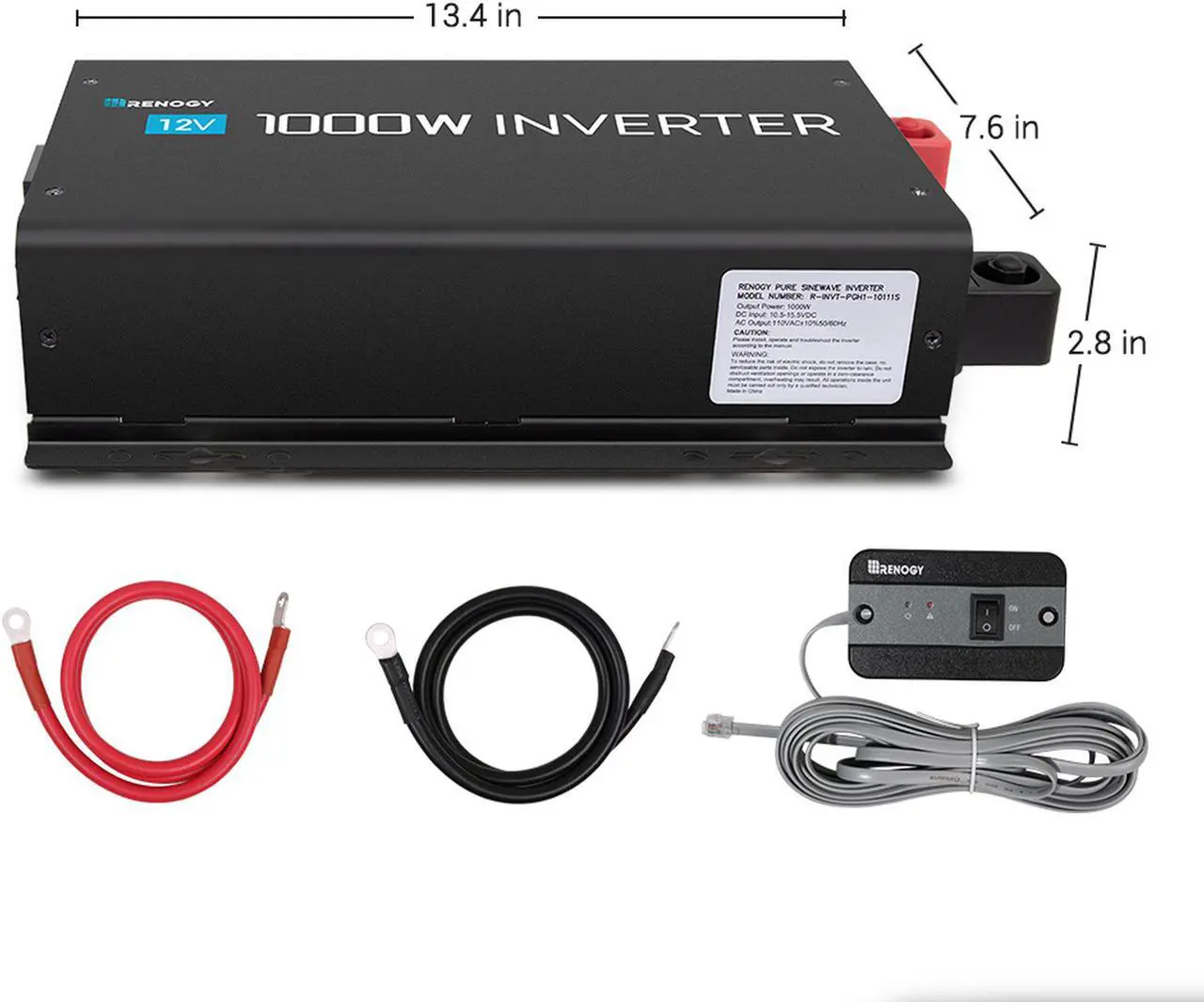 Alt view image 2 of 7 - Renogy 1000W 12V Pure Sine Wave Inverter With Power Saving Mode