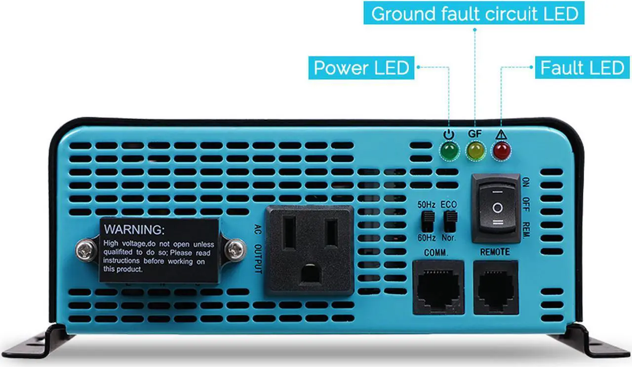 Alt view image 4 of 7 - Renogy 1000W 12V Pure Sine Wave Inverter With Power Saving Mode