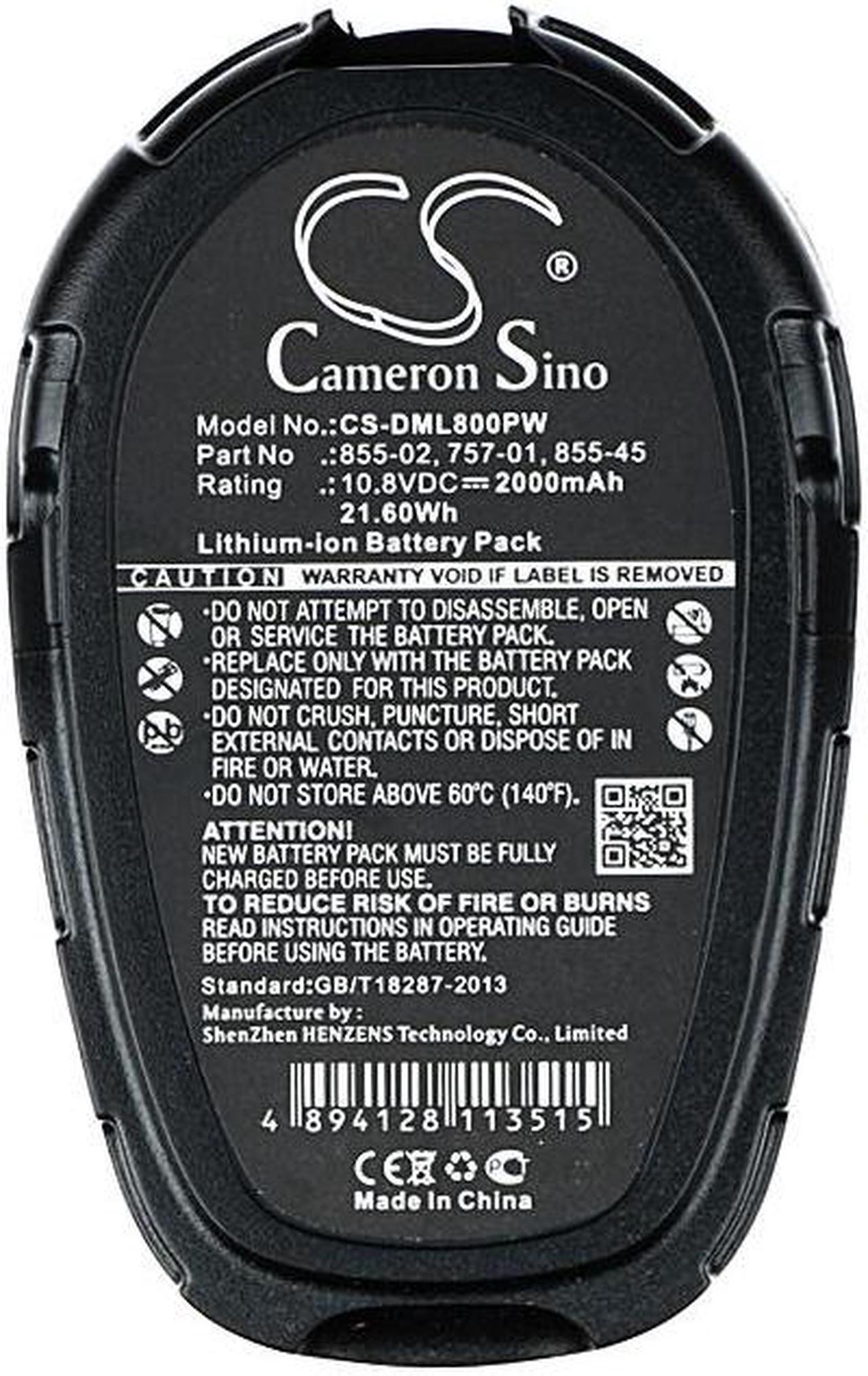 Alt view image 5 of 5 - Battery for DREMEL 8000-01 8001-01 855-02 855-45 Tool CS-DML800PW 10.8v 2000mAh