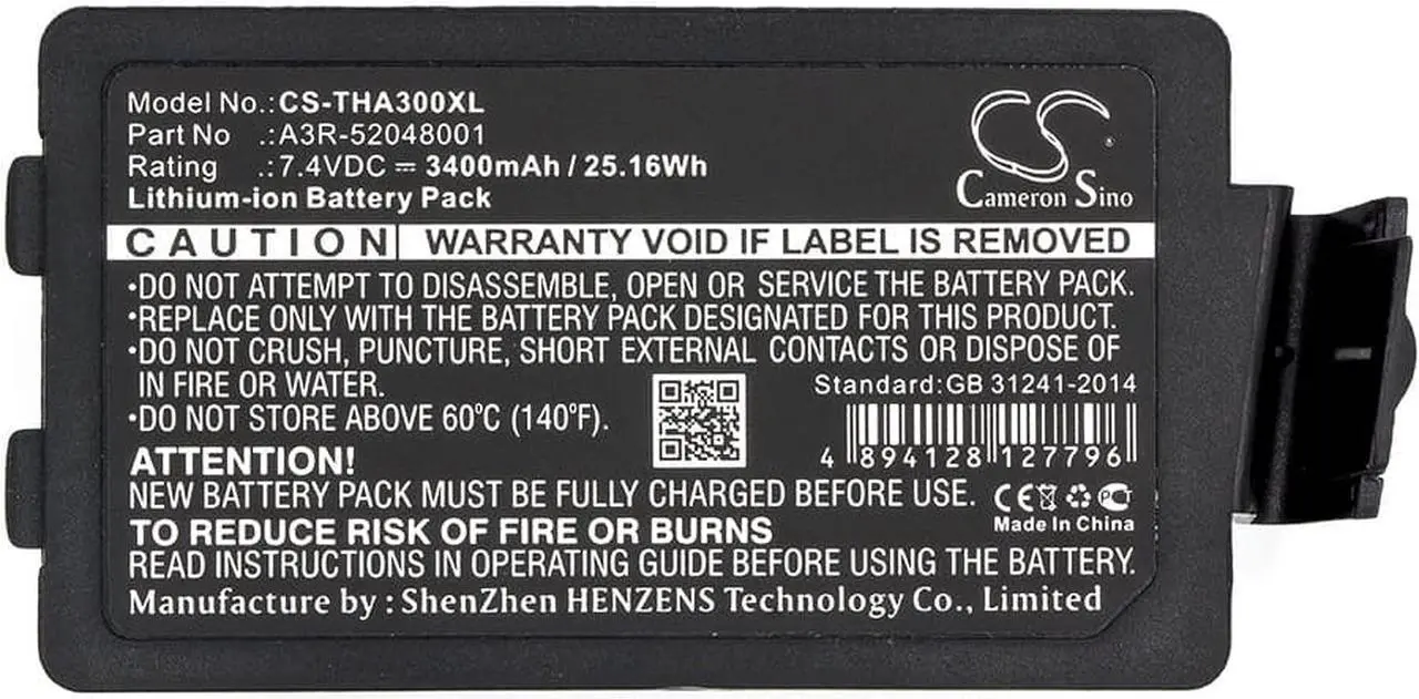 Alt view image 5 of 5 - XL Battery for TSC Alpha 3R Portable Printer A3R-52048001 CS-THA300XL 3400mAh