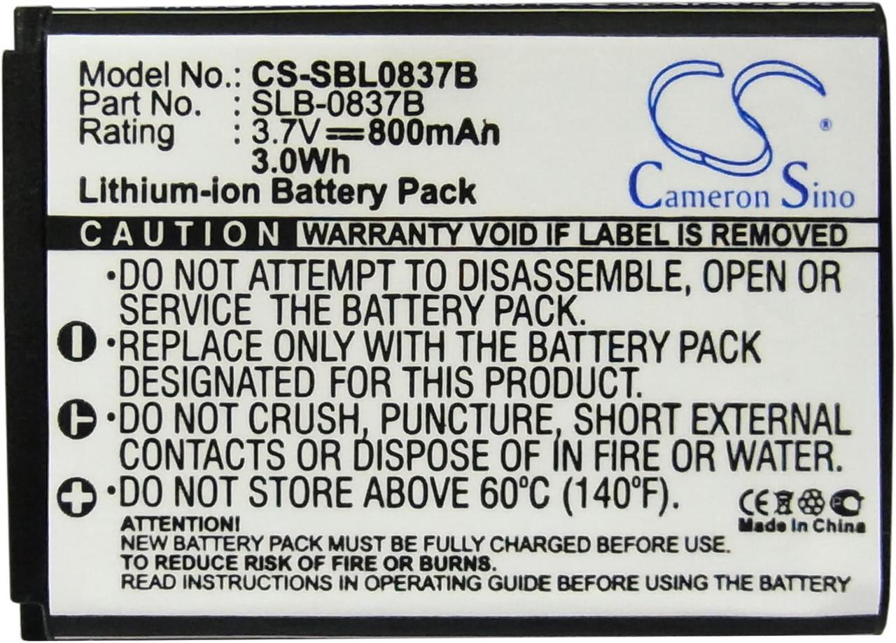 Alt view image 5 of 5 - Battery for Samsung L70 L70B L201 L83T NV10 NV15 NV20 NV8 SLB-0837(B) SLB-0837B