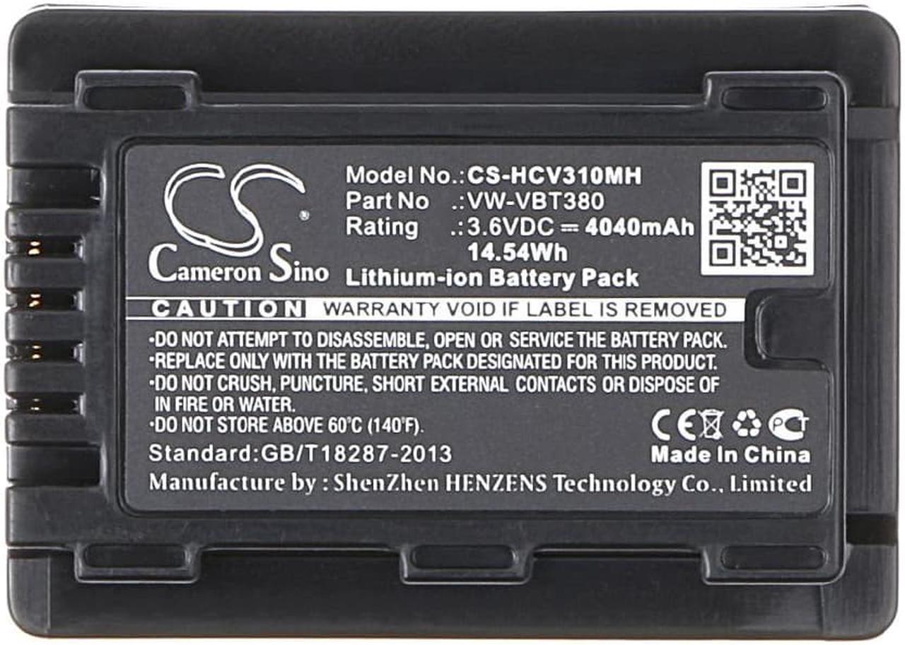 Alt view image 5 of 5 - Battery for Panasonic HC-550EB HC-989 HC-V110 HC-V720 HC-V770 VW-VBT380 4040mAh
