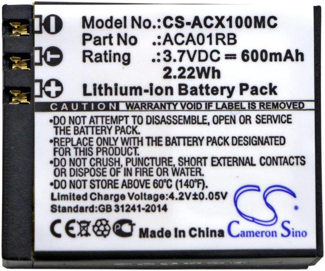 Alt view image 3 of 3 - Battery for ACTIVEON CX Gold Cx HD CXHD ACA01RB Camera CS-ACX100MC 3.7v 600mAh