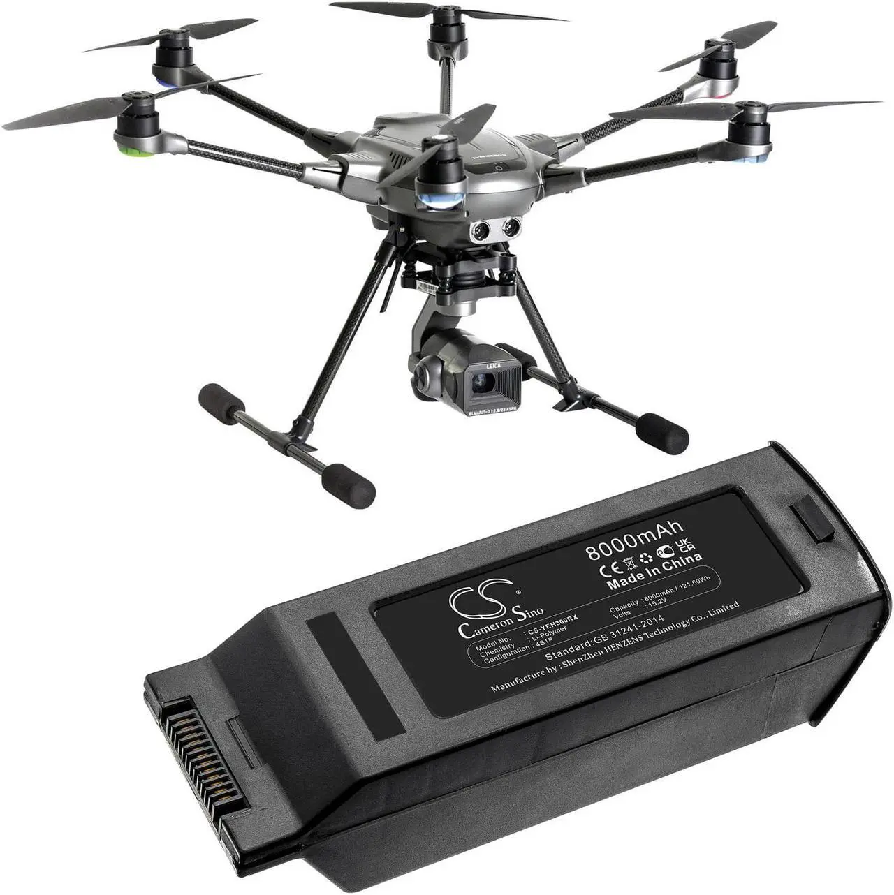 Alt view image 4 of 4 - Battery for YUNEEC Typhoon H3 YUNTYH3B4S5250 YUNTYHP101 Drone CS-YEH300RX 8000mA