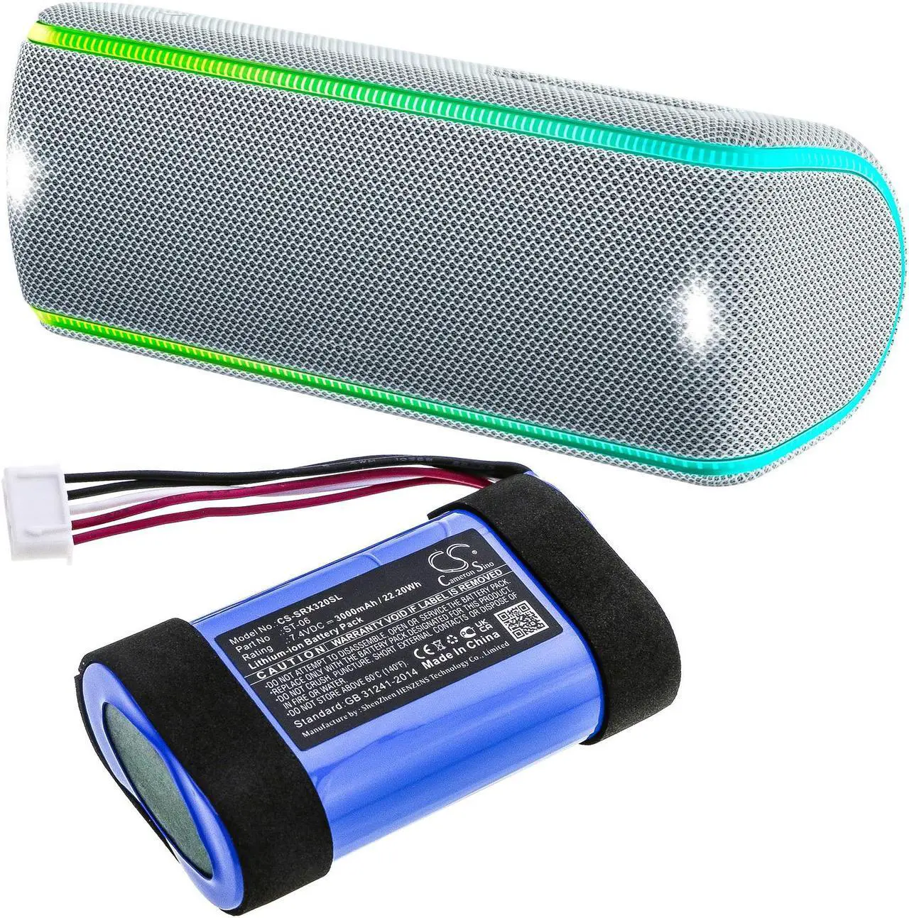 Alt view image 6 of 6 - Battery for Sony SRS-XB31 ST-06 Bluetooth Speaker CS-SRX320SL 3000mAh 22.20Wh