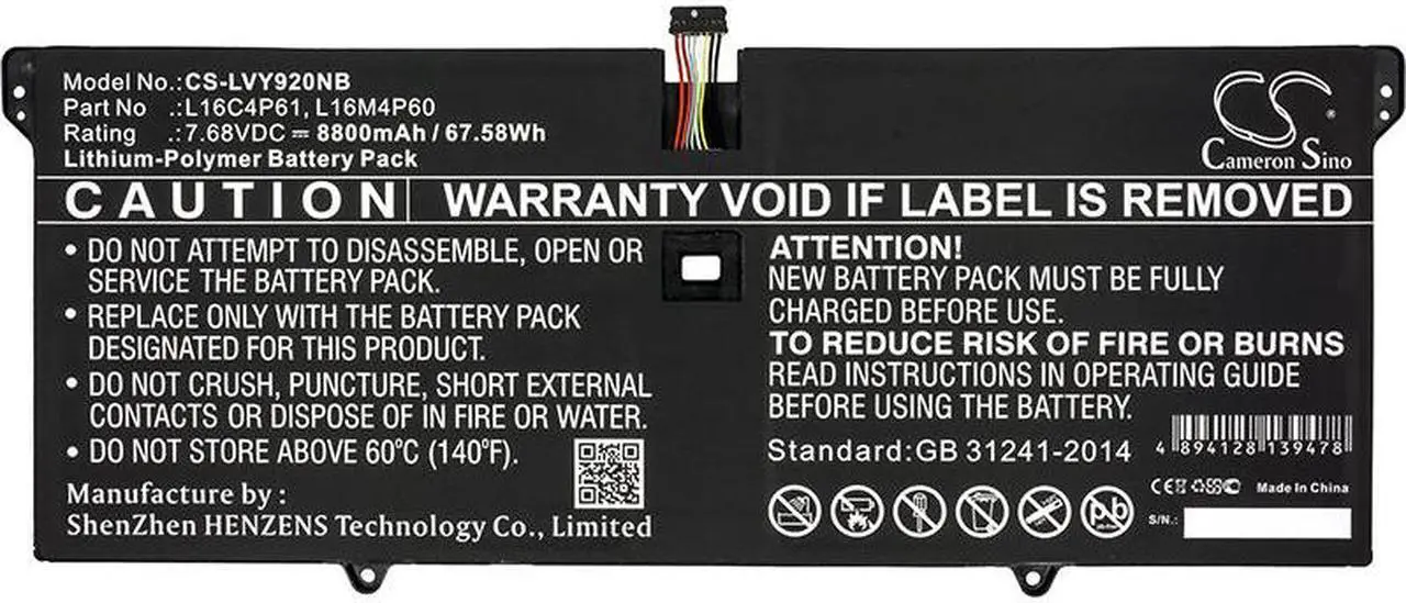 Alt view image 3 of 4 - Battery for Lenovo Yoga 920-13IKB Glass 80Y8000UUS 5B10N01565 L16C4P61 L16M4P60