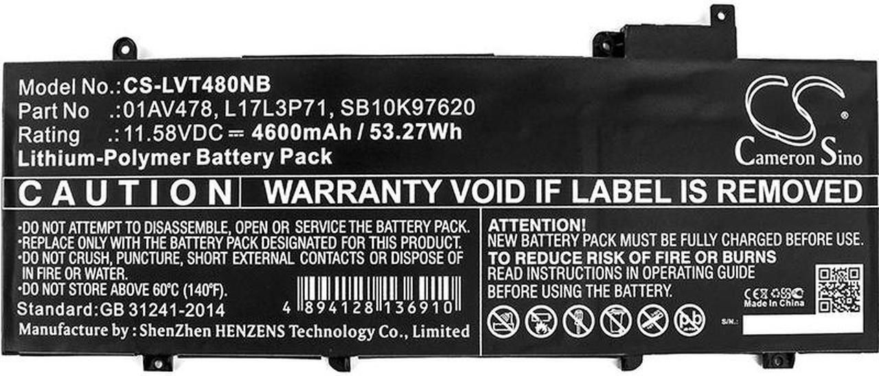 Alt view image 3 of 3 - Battery for Lenovo ThinkPad T480s 01AV478 01AV479 L17L3P71 L17M3P71 SB10K97620