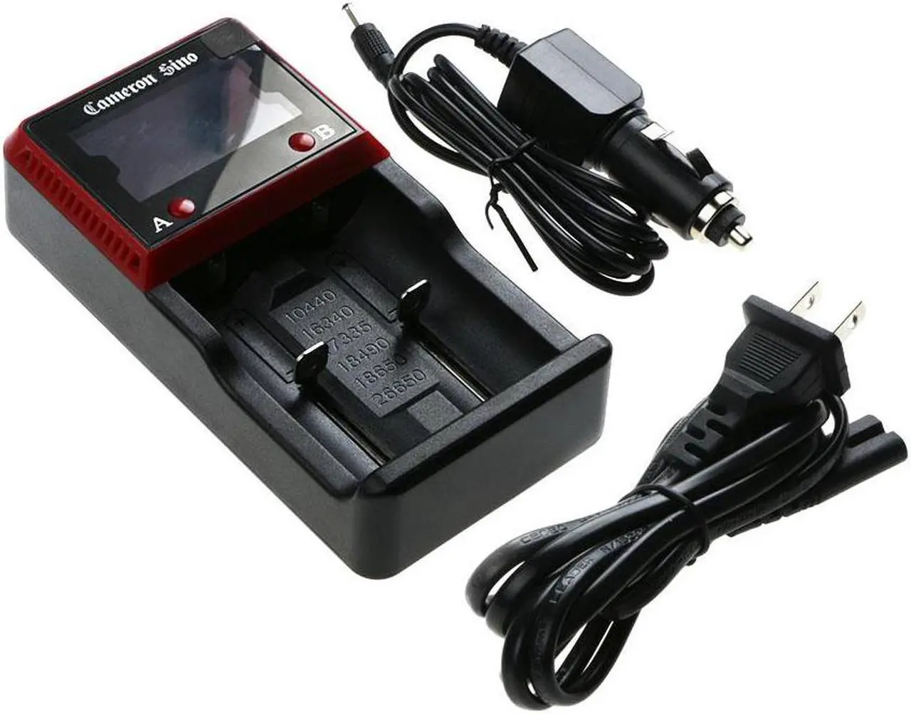 Main image of Battery Charger for 10440 17500 18350 18500 25500 26650 AA AAA w/US AC&Car cord