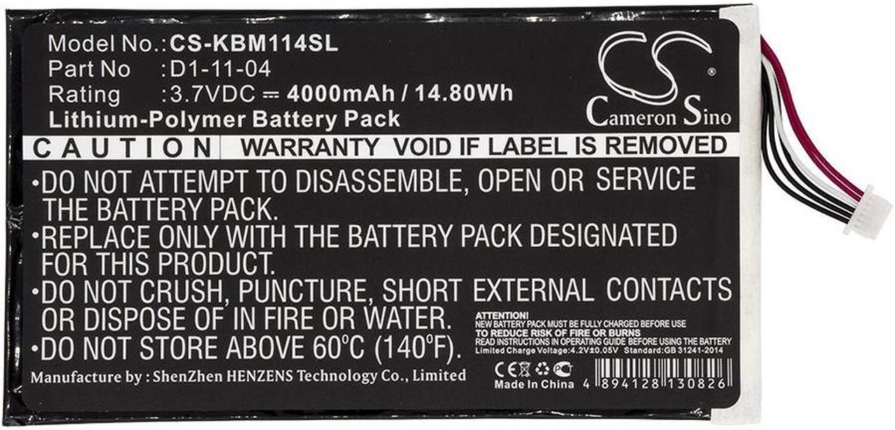Alt view image 3 of 4 - Battery for Kobo K080-KDN-B Vox D1-11-04 E-book E-reader CS-KBM114SL 4000mAh