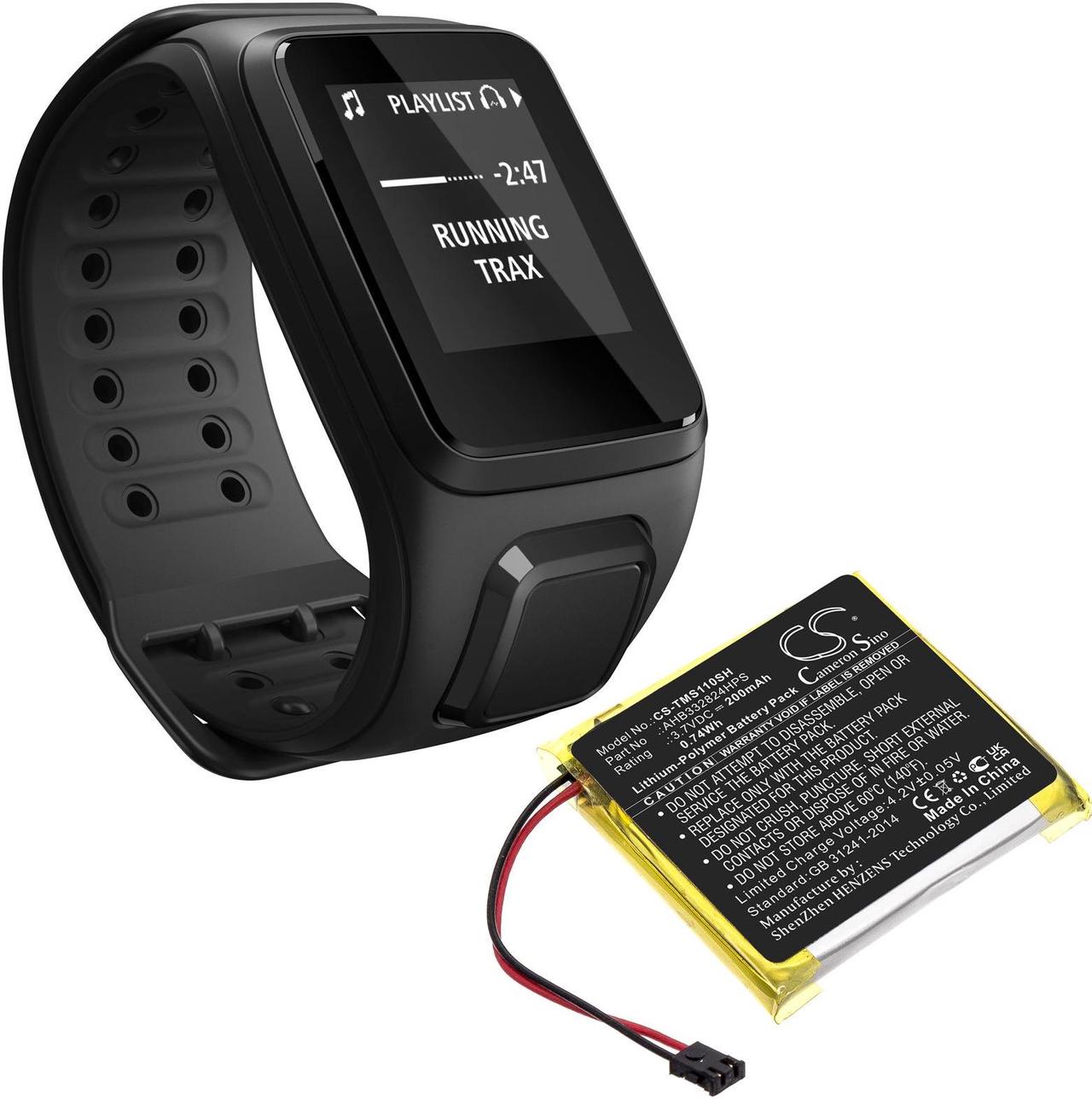 Alt view image 6 of 6 - Battery for TomTom Spark Cardio 2 + Music GPS AHB332824HPS CS-TMS110SH 200mAh