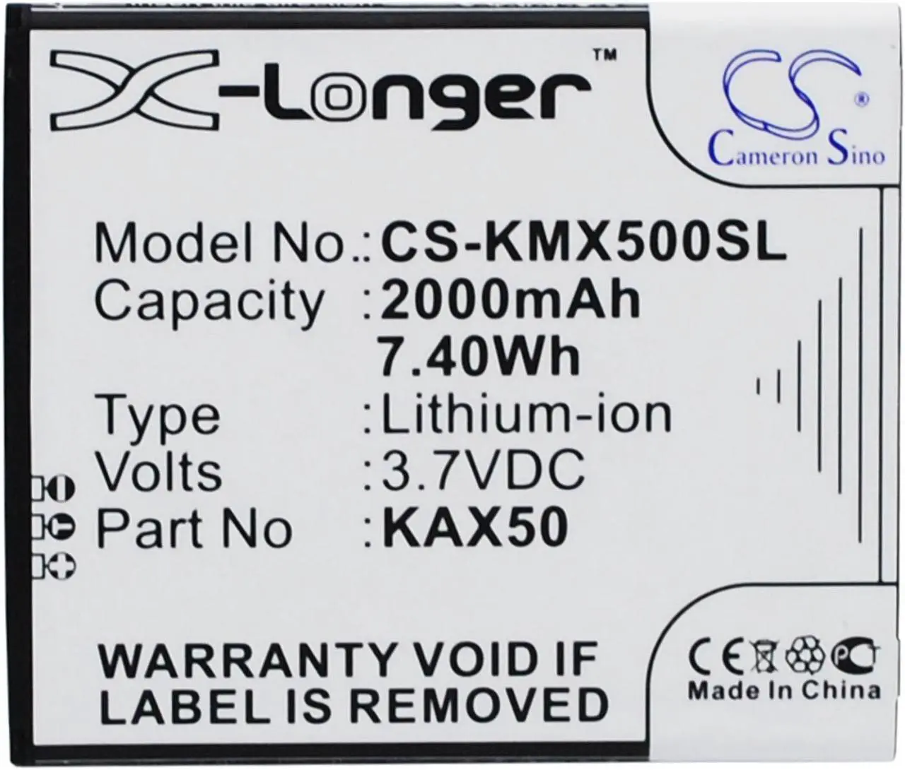 Main image of Battery for KAZAM Trooper X5.0 KAX50 KAX50-XJFAL009330 Mobile CS-KMX500SL