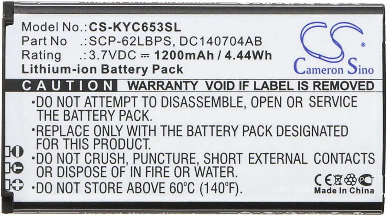 Alt view image 5 of 5 - Battery for Kyocera C6530 C6530N Hydro Life 4G DC140704AB SCP-62LBPS CS-KYC653SL