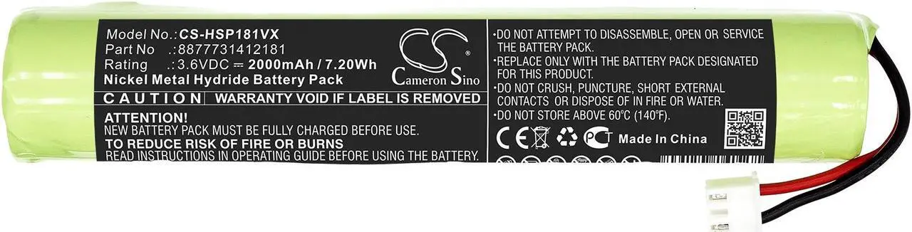 Alt view image 3 of 5 - Battery for Brush Cleaner Mop Hurricane Spin Scrubber 140127175457 CS-HSP181VX