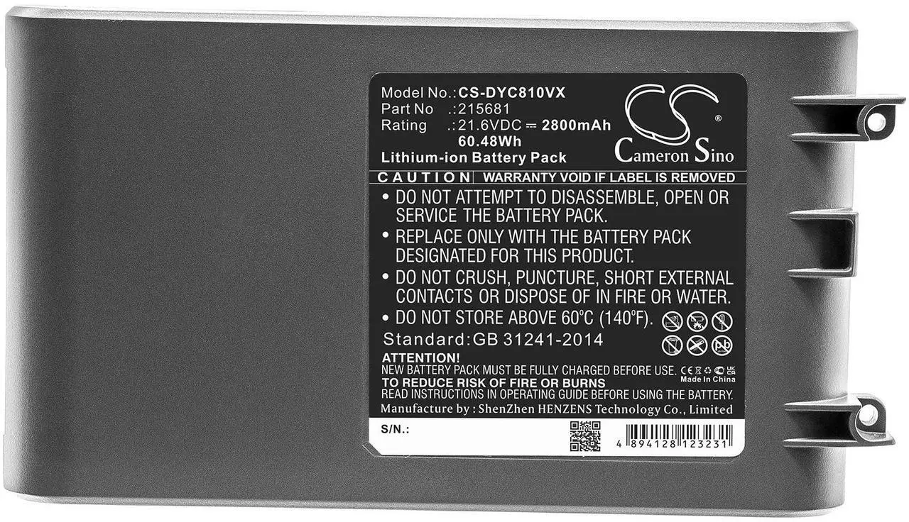 Alt view image 5 of 7 - Battery for Dyson Vacuum V8 Absolute Cord-Free V8 Animal 967834-02 2800mAh