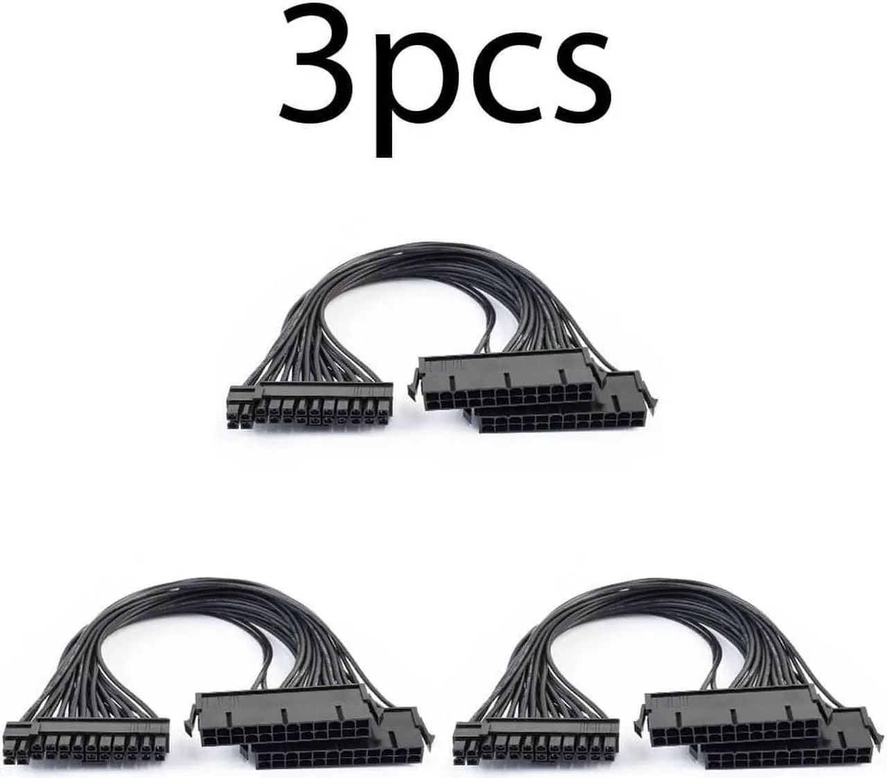 Main image of 3 Pack 24Pin Dual PSU ATX Power supply adapter cable for Ether Mining 30cm QTY 3