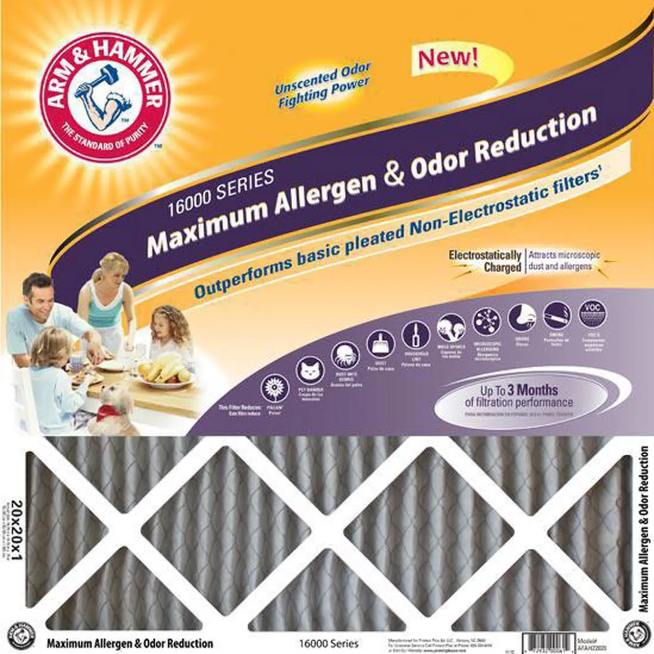 Main image of 18x18x1 Arm and Hammer Max Odor Air Filter (4 Pack)