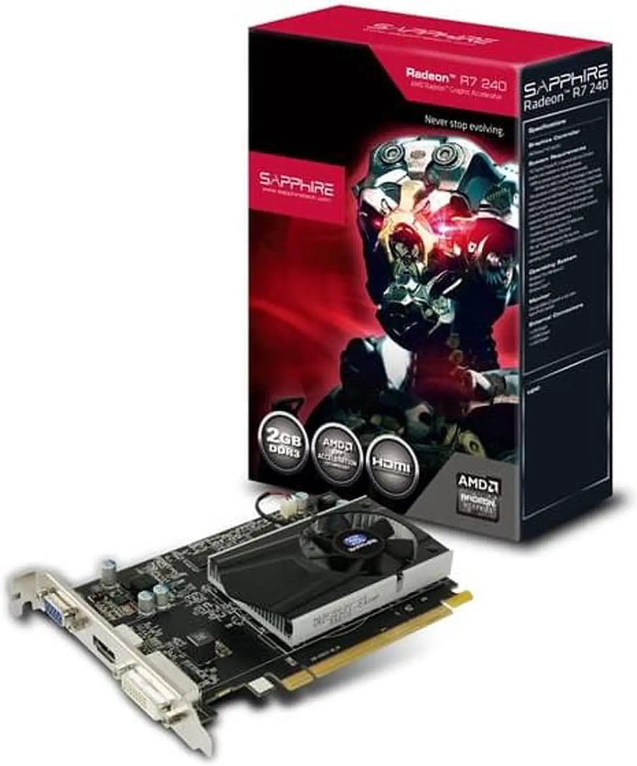Main image of Sapphire AMD Radeon R7 240 2GB DDR3 VGA/DVI/HDMI PCI-Express Video Card w/ Boost