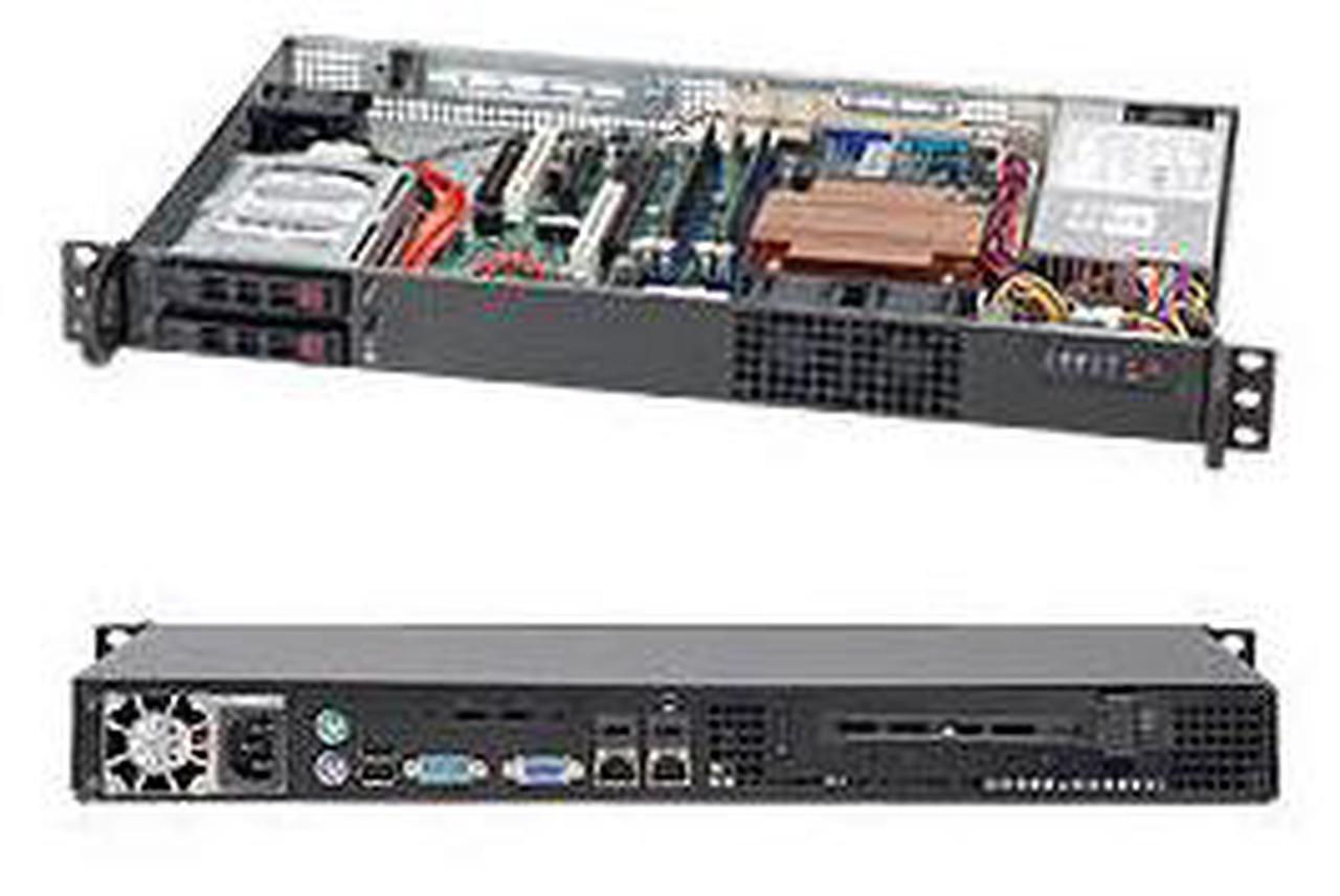 Alt view image 2 of 7 - Supermicro CSE-510T-203B Supermicro Case CSE-510T-203B 1U High-Efficiency Low Noise 2.5inch Drive Bay 200W Black