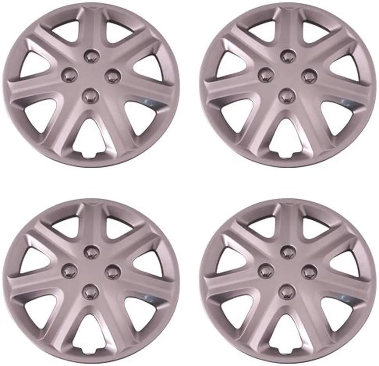 Main image of Set of 4 Silver 15 Inch (Honda Civic Replica Hubcaps) 7 Spoke Universal Wheel Covers with Clip Retention - Aftermarket: IWCB8902/15S