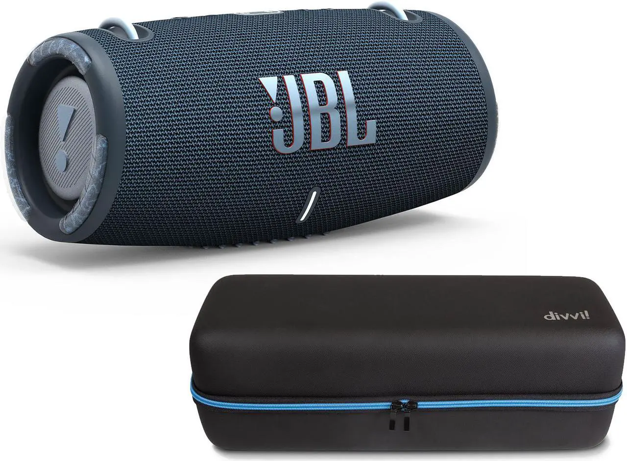 JBL Xtreme 3 Blue Portable Bluetooth Speaker w/divvi! Hardshell Case Kit