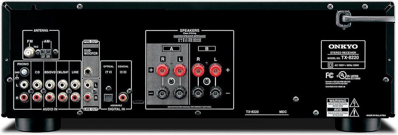Alt view image 2 of 15 - Onkyo TX-8220 Analog Home Audio/Video Stereo Receiver (Black)