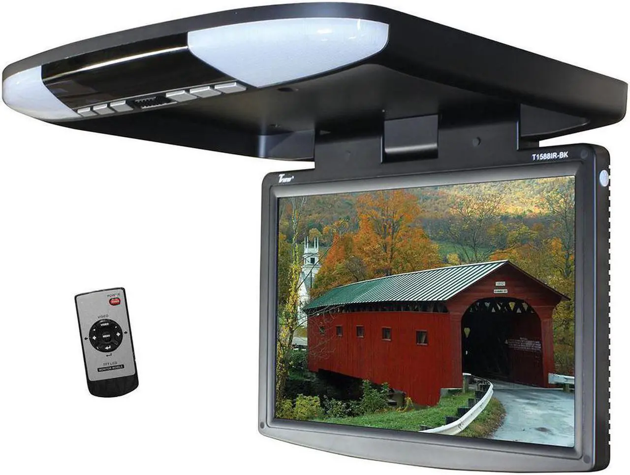 Alt view image 2 of 4 - Tview 15.4" Wide Screen LED Flip Down Monitor (Black)