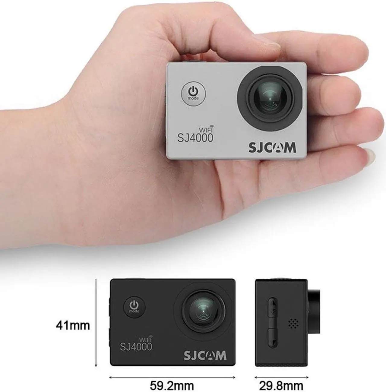 Alt view image 4 of 7 - SJCAM SJ4000 WiFi Action Camera 1080P 2.0 inch Screen HD Diving 30M Waterproof Mini Camcorder - Silver