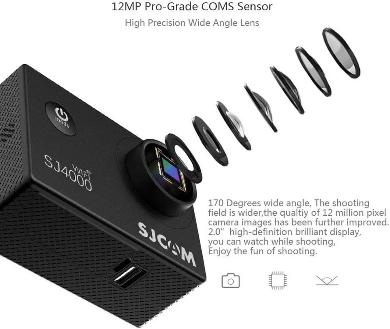 Alt view image 6 of 7 - SJCAM SJ4000 WiFi Action Camera 1080P 2.0 inch Screen HD Diving 30M Waterproof Mini Camcorder - Silver